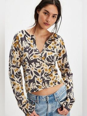 NWT Free People Nocturnal Patterned Floral Horse Cardigan Sweater Cashmere